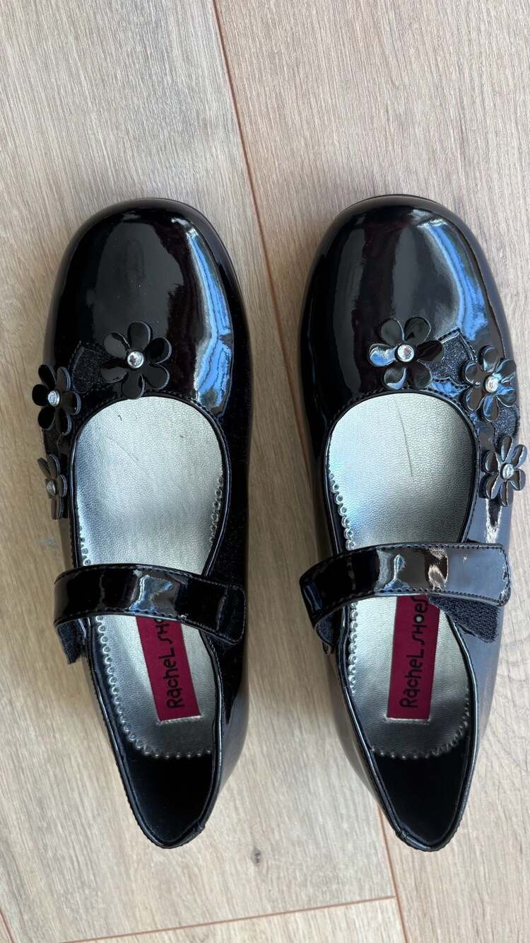 Rachel Shoes Mary Jane Size 3 Black Patent Rhinestone Dress Shoes